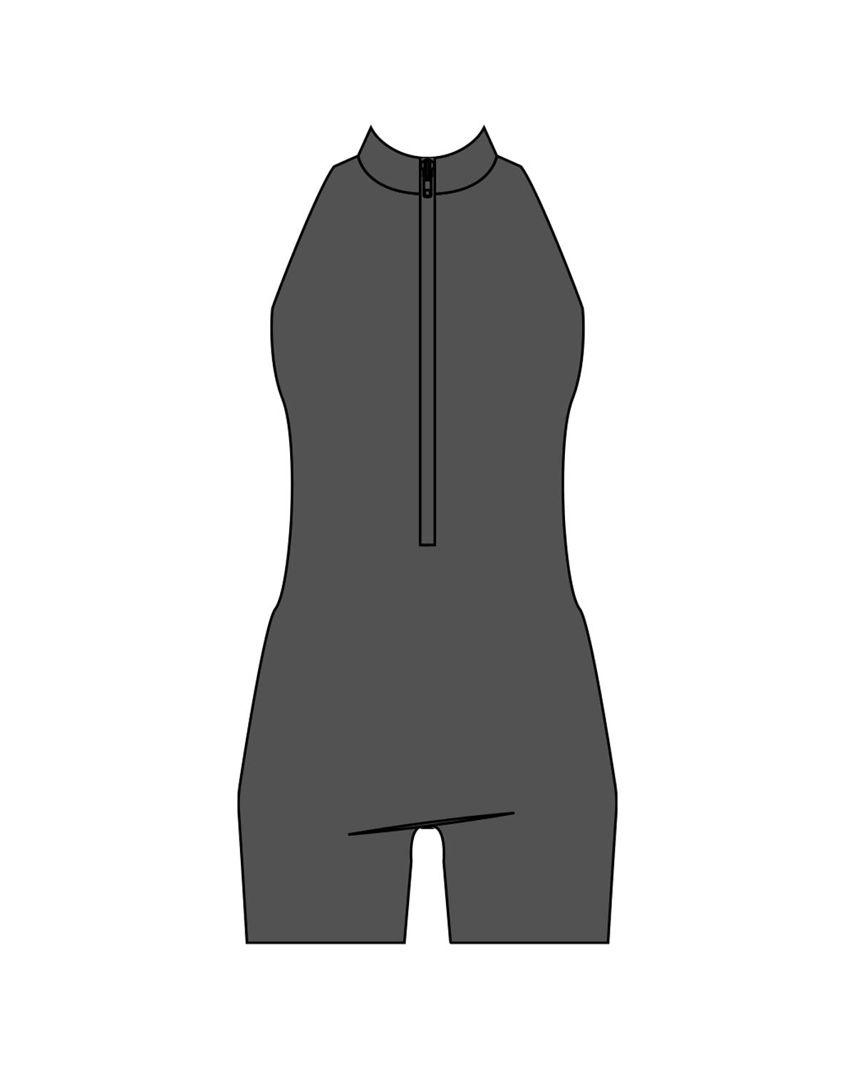 The High Neck Zip Jumpsuit - Grey - The Whole You Wellness - Back Neckline - Printed - White