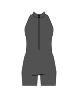 The High Neck Zip Jumpsuit - Grey - The Whole You Wellness - Back Neckline - Printed - White