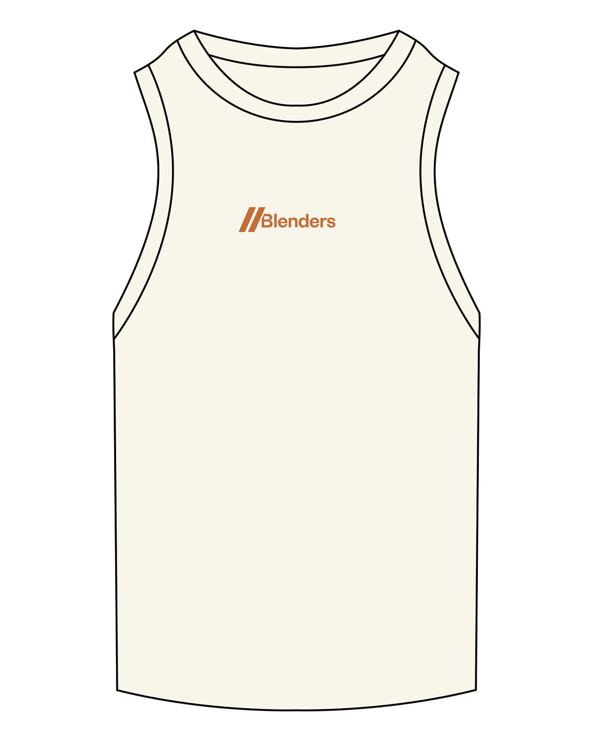 The Ribbed Full Length Tank - Off White - Blenders - Center Chest - Embroidered - UT Orange