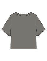 The Heavyweight Crop Tee - Washed Gray - Velvaere - Center Chest Stacked - Printed - Off White