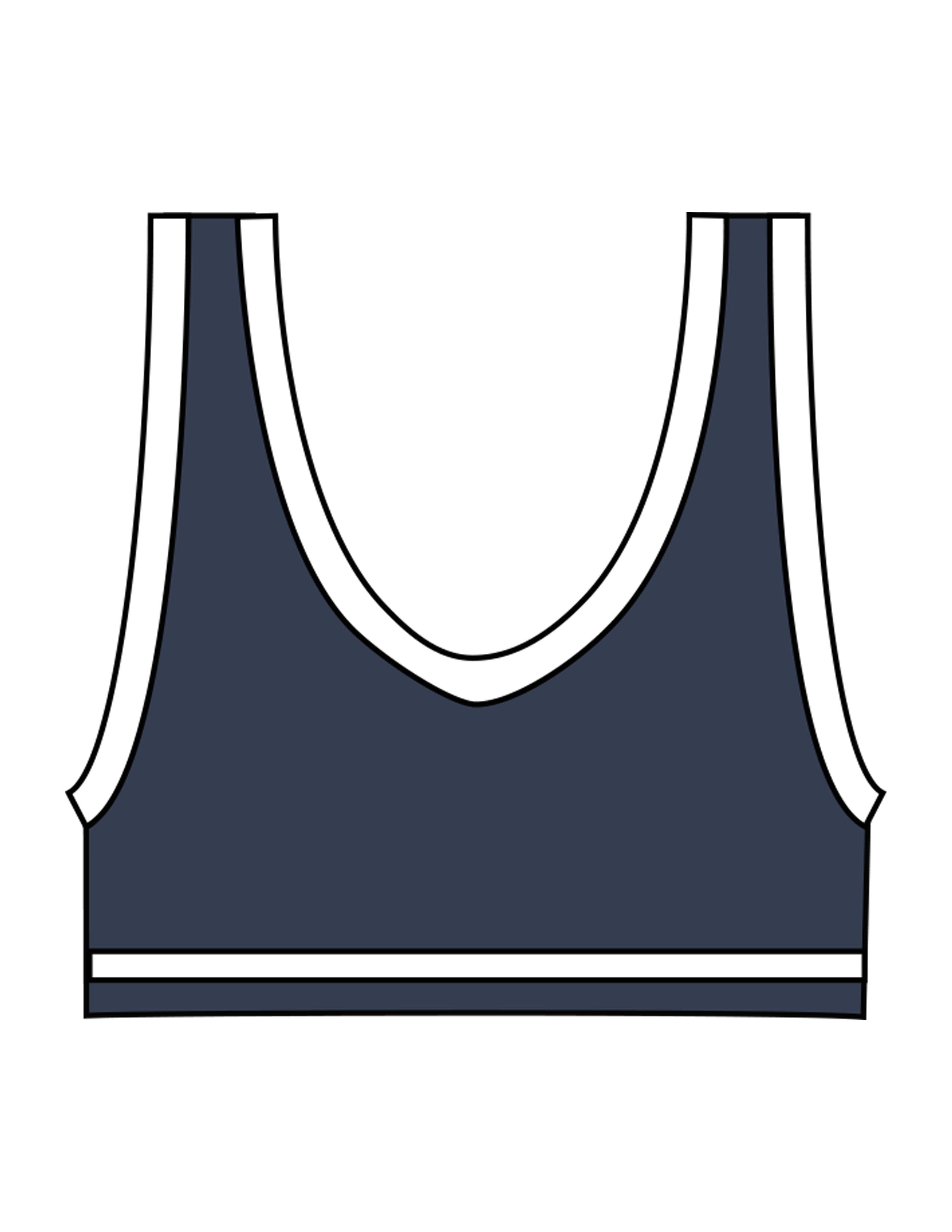 The Piped Bra - Navy - Honor Pilates - Left Chest - Printed - White