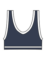 The Piped Bra - Navy - Honor Pilates - Left Chest - Printed - White