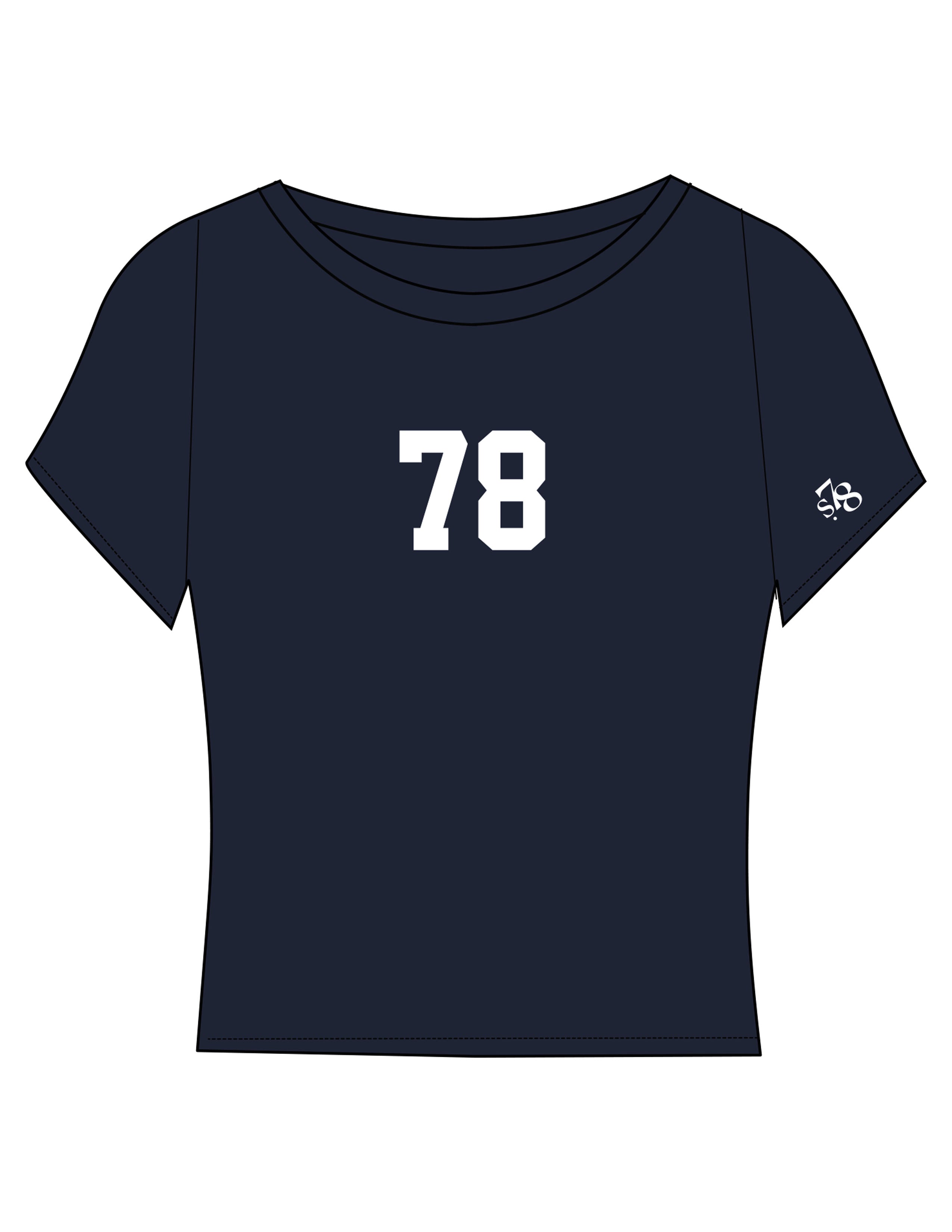 The Sporty Crop Short Sleeve - Navy - Studio 78 - Center Chest & Left Sleeve - Printed - White