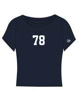 The Sporty Crop Short Sleeve - Navy - Studio 78 - Center Chest & Left Sleeve - Printed - White