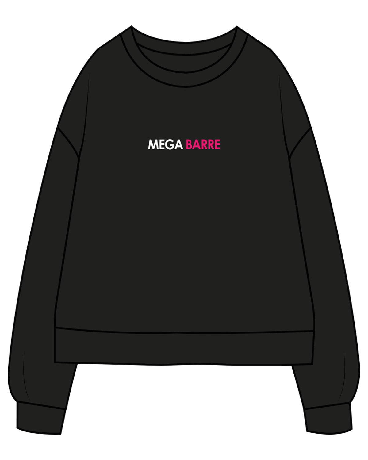 The Recycled Unisex Crewneck - Black - MegaBarre - Center Chest & Back Wavy "SLOWER" - Printed - Full Color