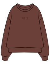 The Mens Crewneck - Chestnut - Melt Hot Pilates - Center Chest - Embroidered - Dark Brown