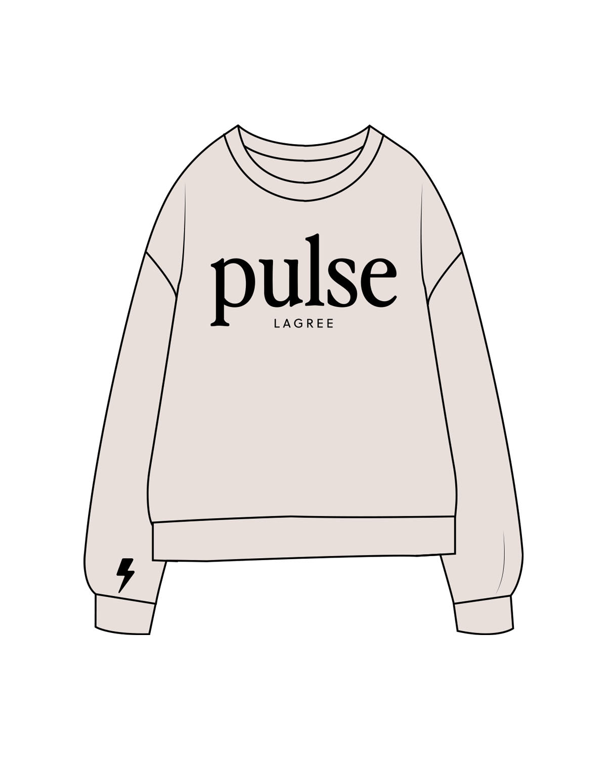 The Midweight Unisex Crewneck - Washed Ivory - Pulse Lagree Fitness - Center Chest & Right Wrist - Printed - Black