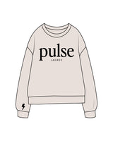 The Midweight Unisex Crewneck - Washed Ivory - Pulse Lagree Fitness - Center Chest & Right Wrist - Printed - Black