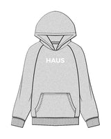 The Womens Hoodie - Heather - Haus of Fitness - Center Chest - Printed - White