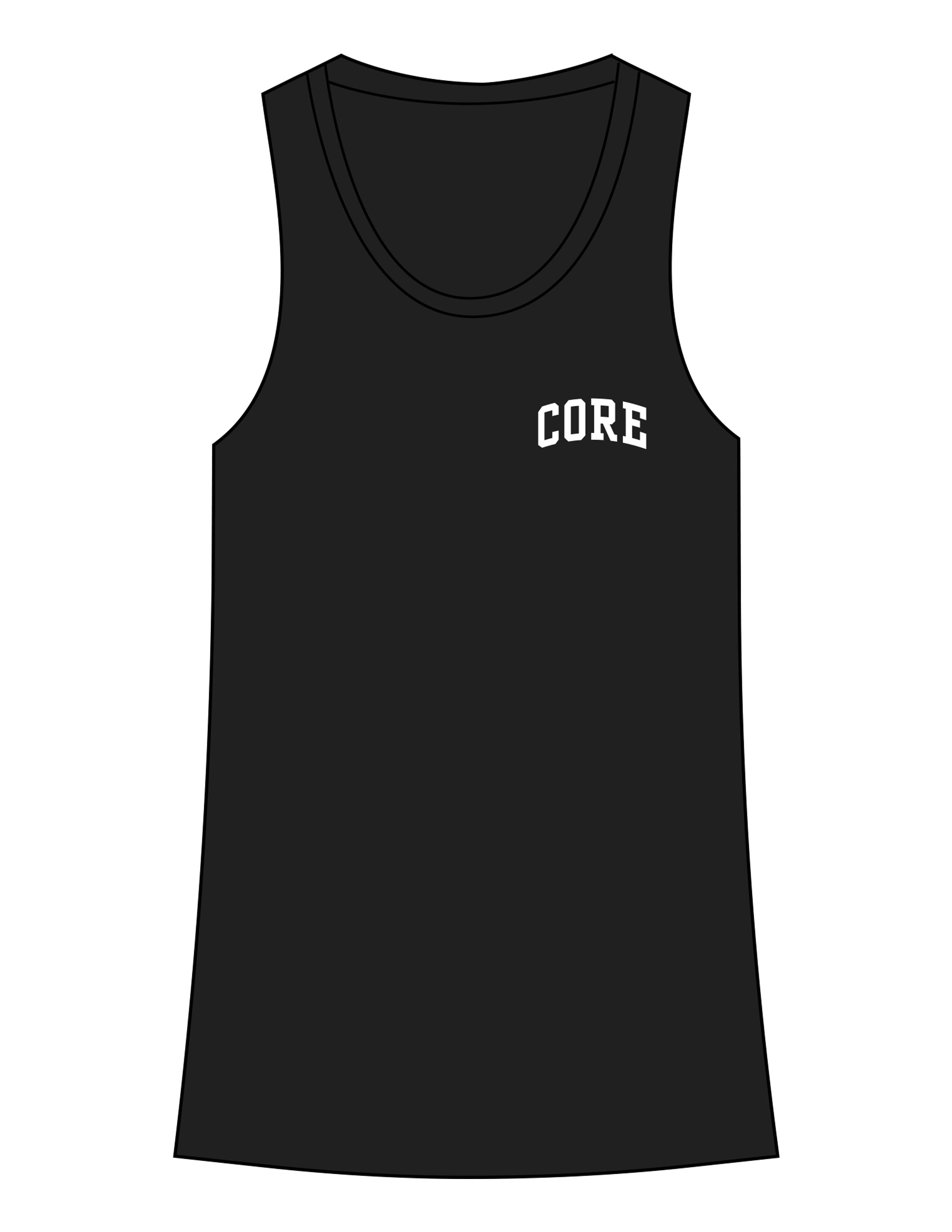 The Recycled Womens Tank - Black - Core Precision - Left Chest - Printed - White