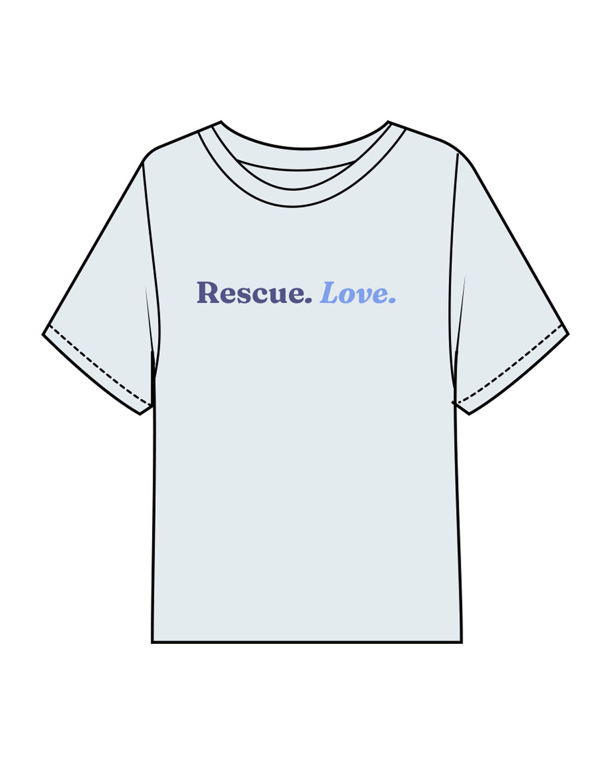 The Midweight Crop Tee - Light Blue - LLR - Center Chest - Back Neckline - Printed - Full Color