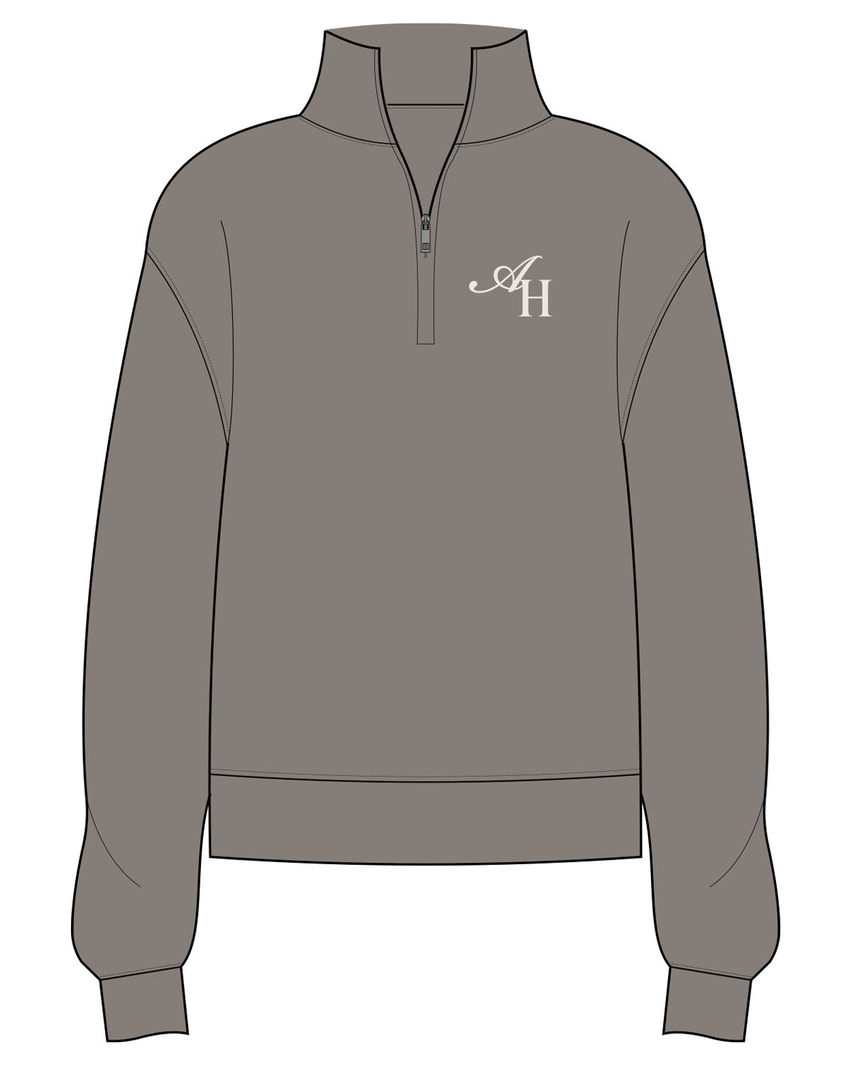 The Womens 1/4 Zip - Washed Gray - Activate House - Left Chest "AH" - Embroidered - Off White