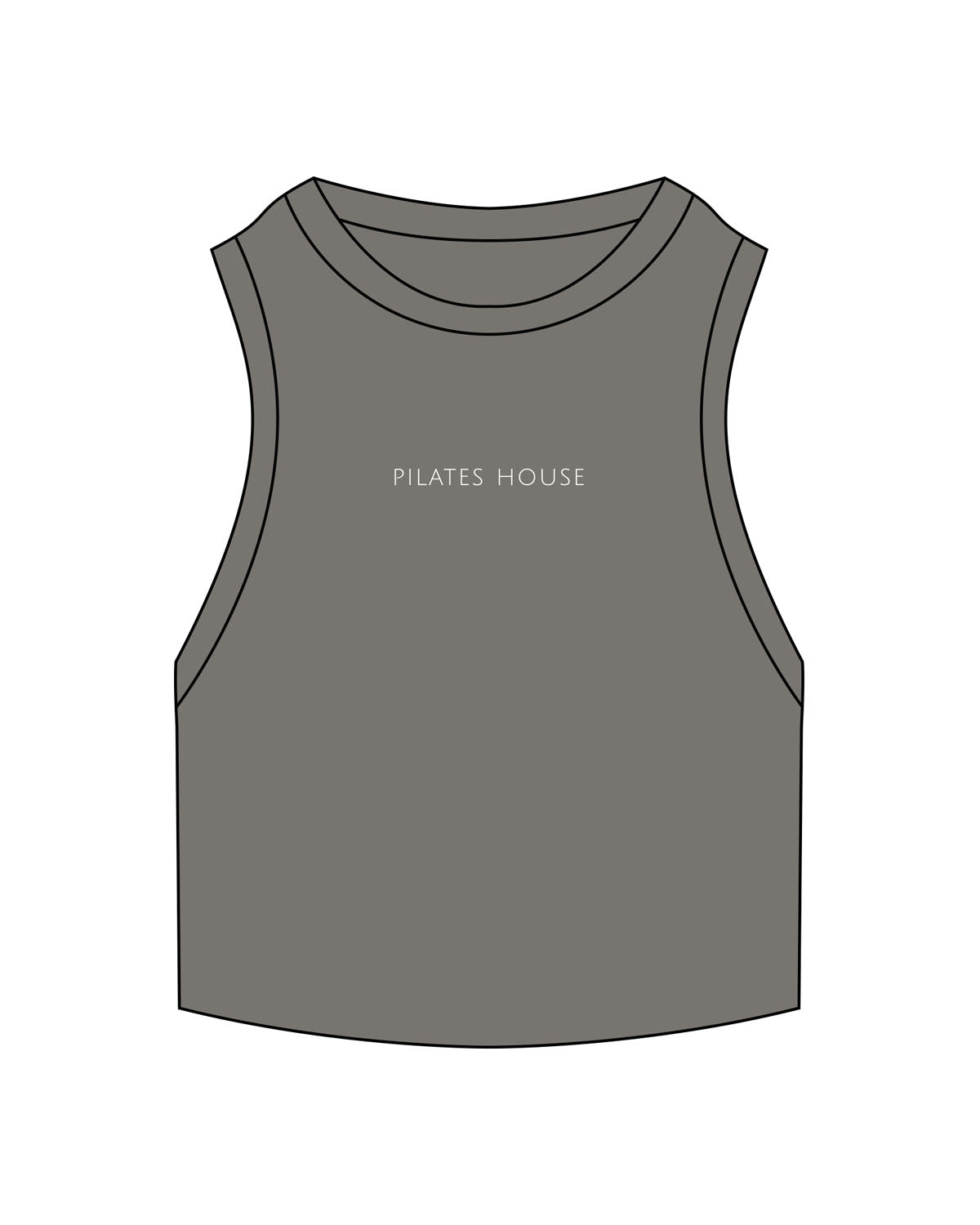The Ribbed Crop Tank - Washed Gray - PHS - Center Chest - Embroidered - White