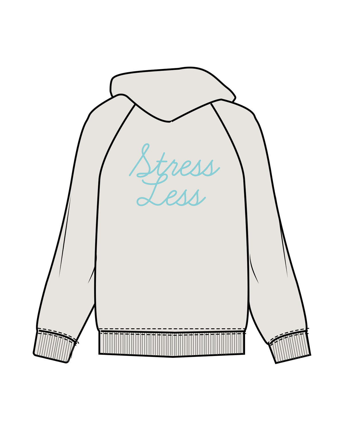The Womens Hoodie - Washed Bone - Squeeze Massage - Center Chest Stacked & Back Stacked - Printed - Turquoise
