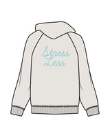 The Womens Hoodie - Washed Bone - Squeeze Massage - Center Chest Stacked & Back Stacked - Printed - Turquoise