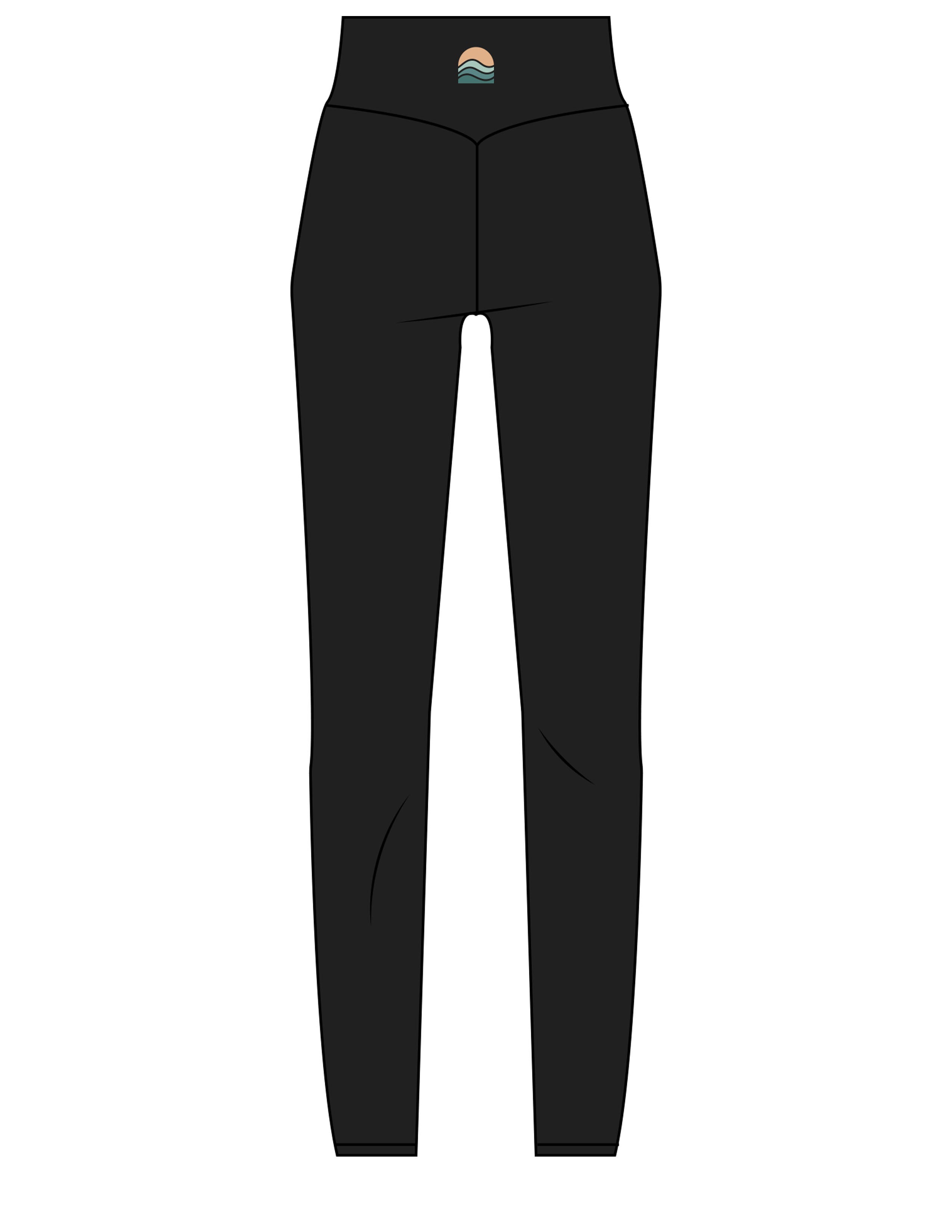 The Basic Legging - Black - The Cove - Right Bottom Leg - Back Waistline -  Printed - Full Color