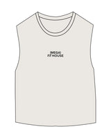 The Micro Rib Basic Crop Tank - Natural - Megafit House - Center Chest Stacked - Printed - Black