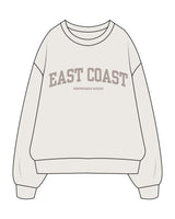 The Womens Crewneck - Bone - East Coast Performace Running - Center Chest Arc Stacked - Back Neckline - Printed - Full Color