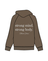 The Mens Hoodie - Walnut - Mantra - Left Chest & Back Stacked - Printed - Washed Sage