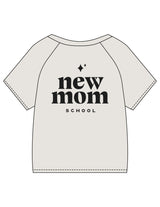 The Kids Heavyweight Tee - Washed Bone - New Mom School - Left Chest & Back Stacked - Printed - Washed Black