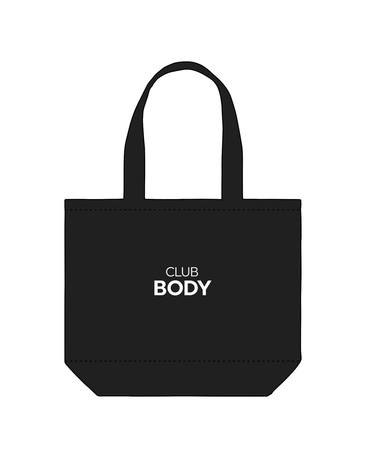 The Tote Bag - Black - Club Body - Center Stacked - Printed - White