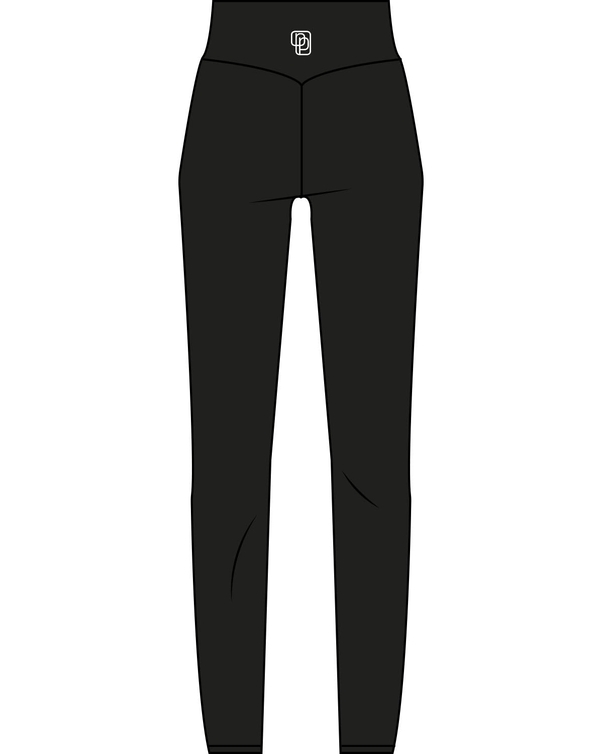 The Basic Legging - Black - Pilates Powerhouse - Back Center Waist - Printed - White
