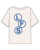 The Midweight Crop Tee - Ivory - Lagree Fit Studio - Left Chest - Back Center - Printed - Blue