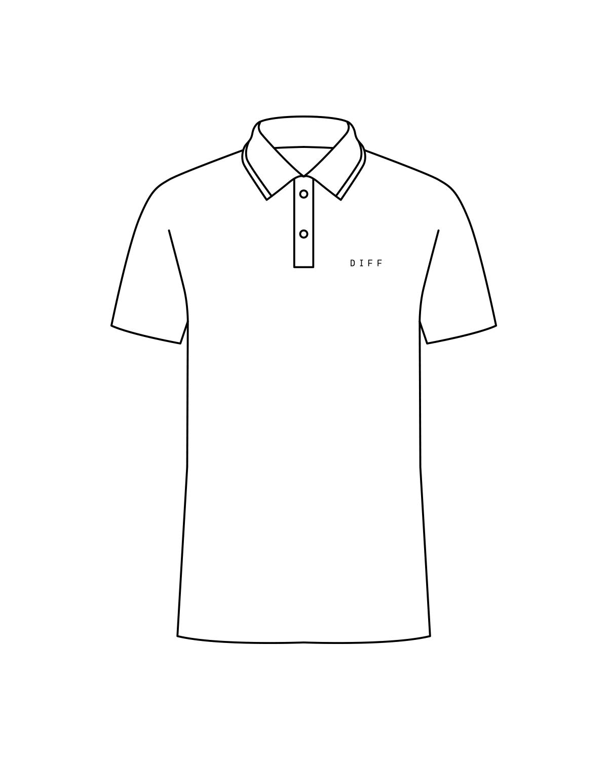 The Mens Polo - White - DiffEyewear - Left Chest - DIFF - Embroidered - Black