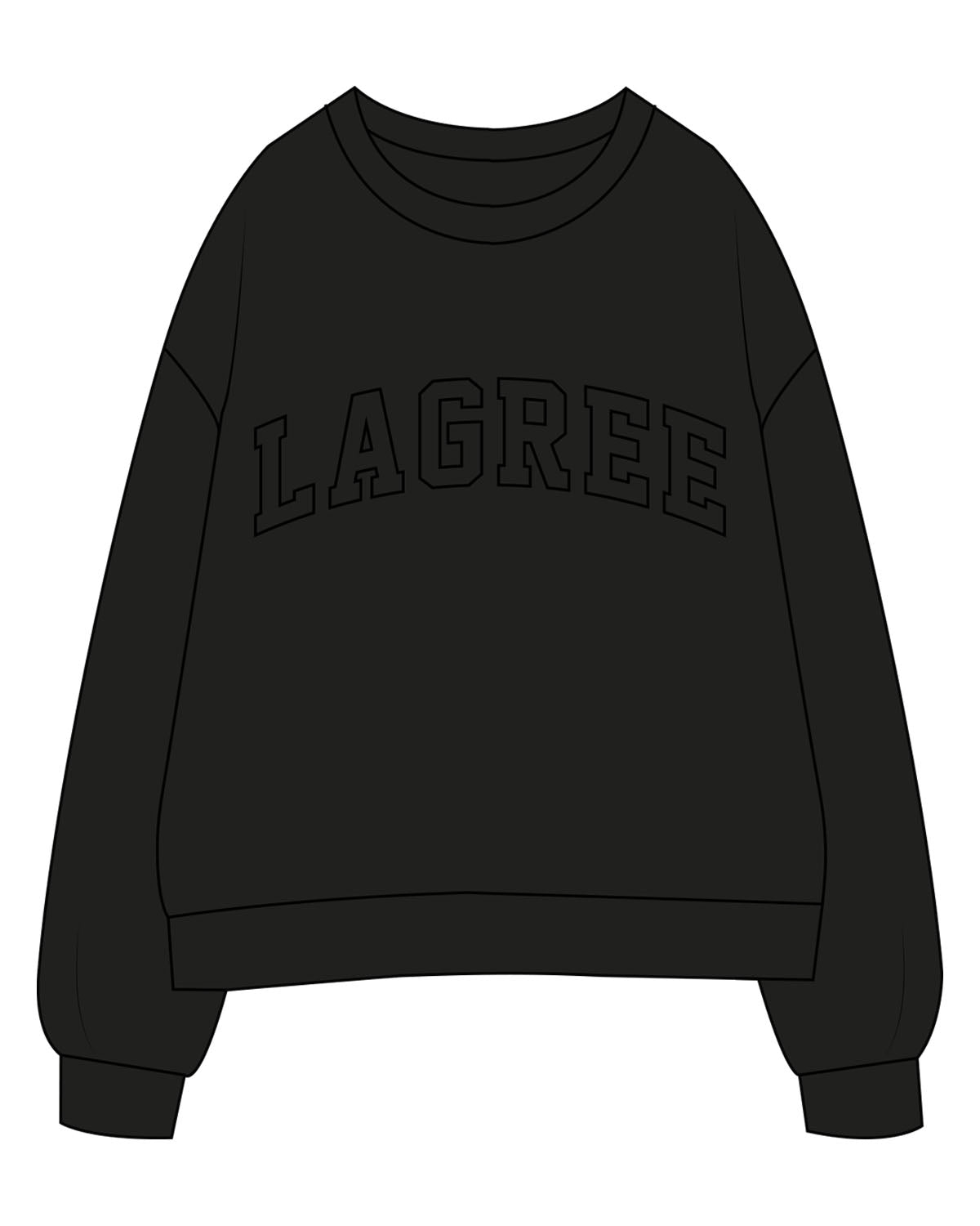 The Womens Crewneck - Black - Studio Lagree - Center Chest - Printed - Black