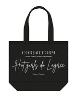 The Tote Bag - Black - CORE REFORM - Center Body Stacked - Printed - White