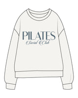 The Midweight Unisex Crewneck - Washed White - Coastal Movement - Chest Stacked - Navy Blue Printed