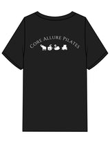 The Mens Heavyweight Tee - Black - Core Allure Pilates - Left Chest Arc Stacked & Back Arc Stacked - Printed - White