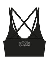 The Strappy Bra - Black - Rush Cycle Studio - Center Back - Printed - Full Color