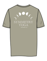 The Womens Tee - Eucalyptus - Symmetry Yoga - Left Chest & Back Stacked - Printed - White