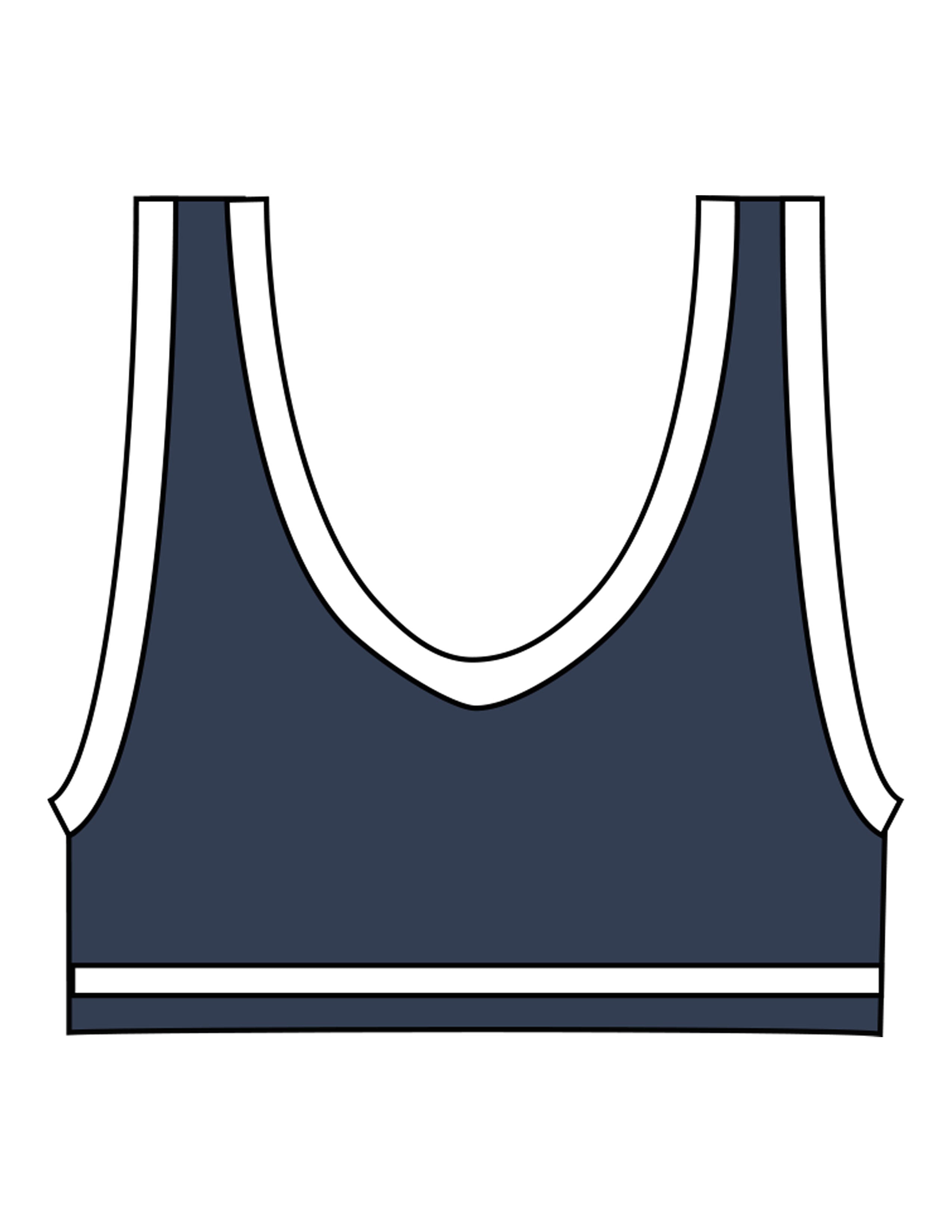 The Piped Bra - Navy - Pilates Plus PB - Left Chest - Printed - White