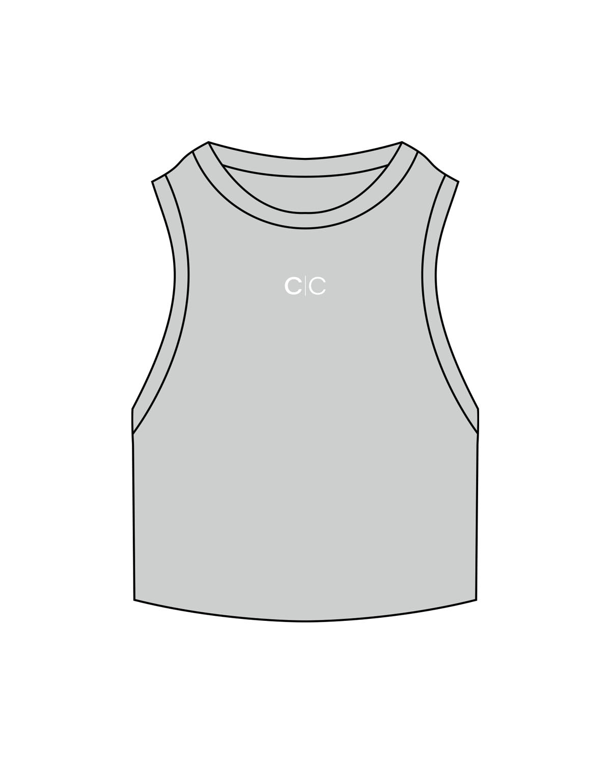 The Ribbed Crop Tank - Storm - Core Collective - Center Chest - Embroidered - White