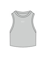 The Ribbed Crop Tank - Storm - Core Collective - Center Chest - Embroidered - White