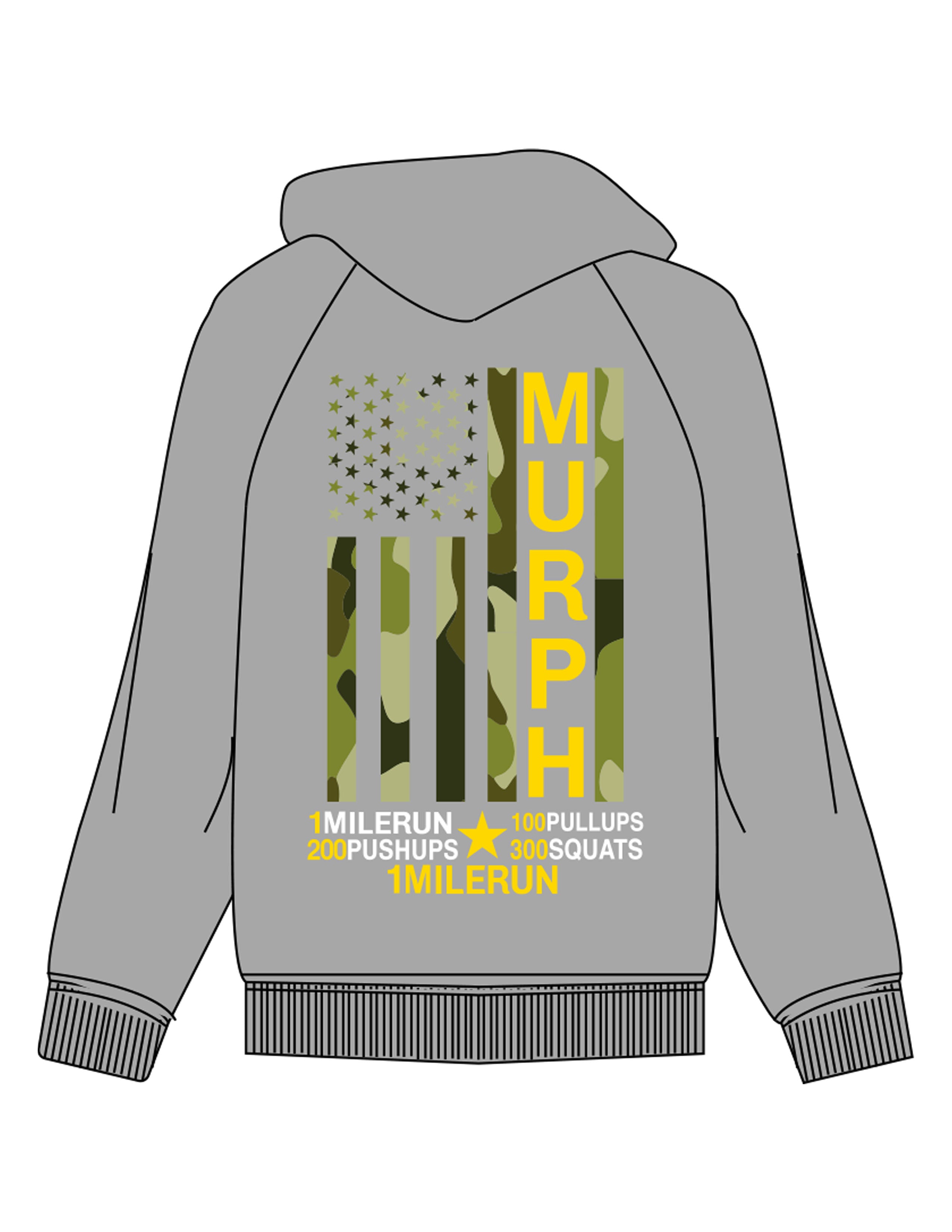 The Mens Hoodie - Heather - Crossfit Trifecta - Center Chest & Full Back - Printed - Full Color