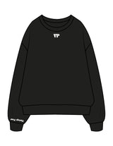 The Mens Crewneck - Black - Vintage Pour - Upper Chest Initials & Right Wrist - Embroidered - White