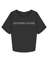 The Crop Tee - Black - Hi Power - Center Chest & Back Stacked - Printed - White