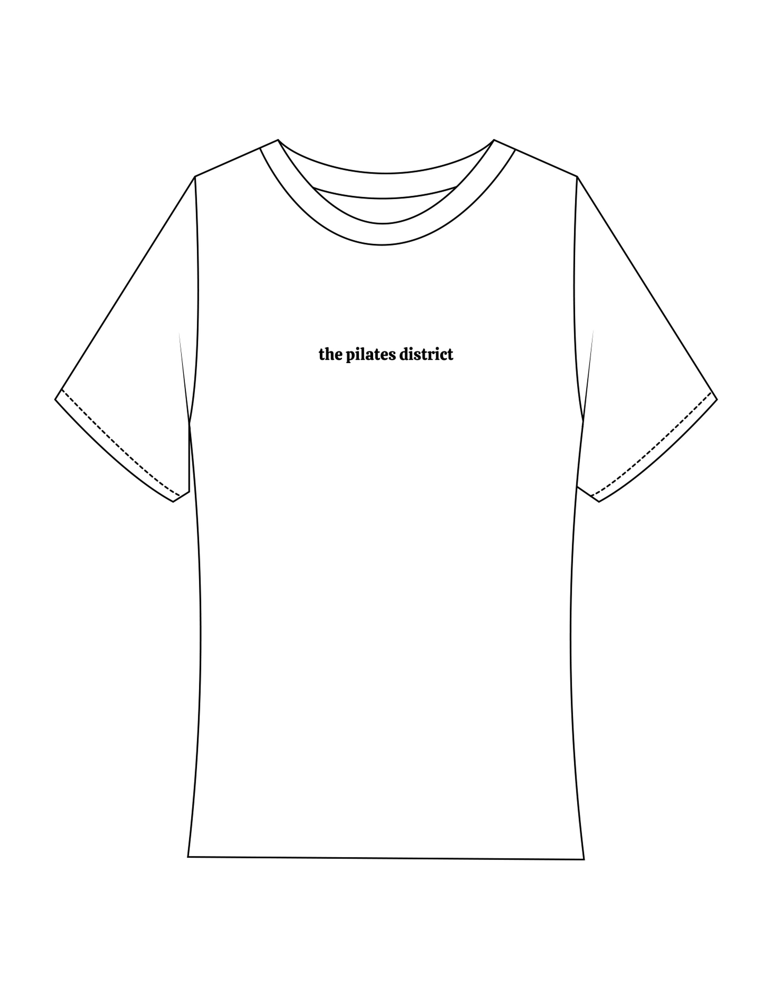 The Baby Tee - White - THE PILATES DISTRICT - Center Chest - Printed - Black