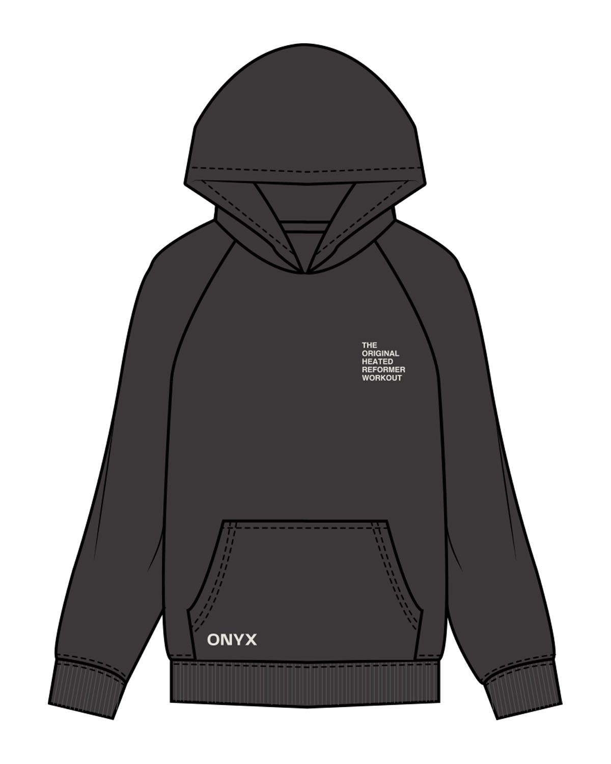 The Mens Hoodie - Washed Black - Onyx Fit - Left Chest & Front Pocket - Back Stacked - Printed - Washed Bone