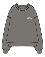 The Mens Crewneck - Washed Gray - Spring House - Left Chest Stacked & Right Wrist v1 - Printed - White