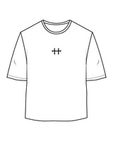 The Midweight Crop Tee - White - Haus of Fitness - Center Chest & Back Vertical Text - Black