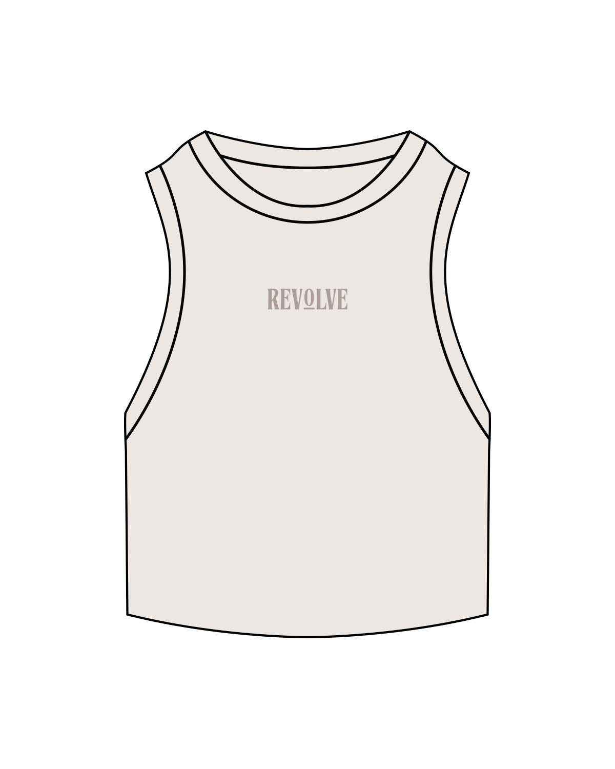The Ribbed Crop Tank - Bone - Revolve Pilates - Center Chest "Revolve" - Embroidered - Tone on Tone