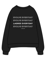 The Womens Crewneck - Black - Lagree Red - Upper Chest & Back Stacked - Printed - White