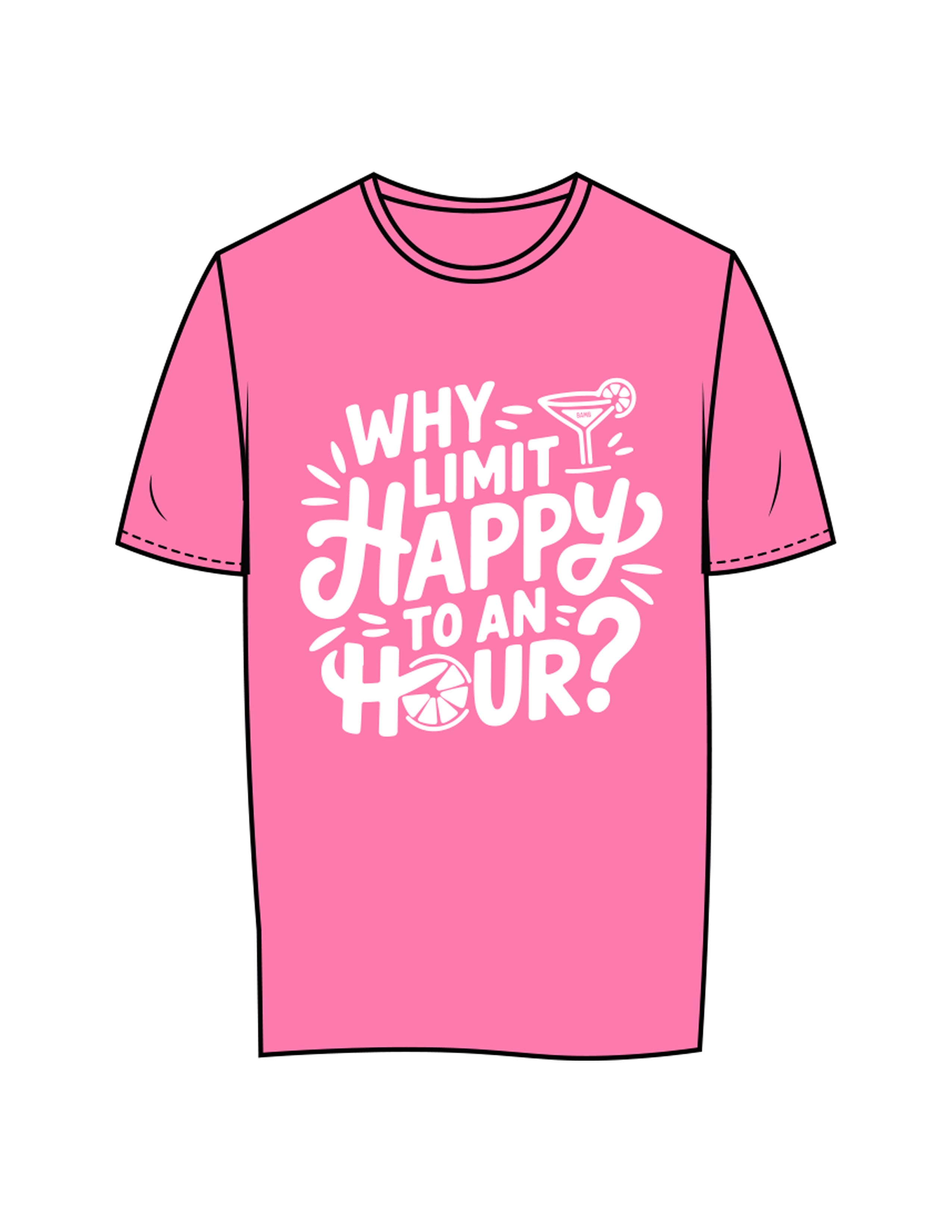 The Womens Tee - Hot Pink - BAMB - Center Chest Stacked - Printed - White