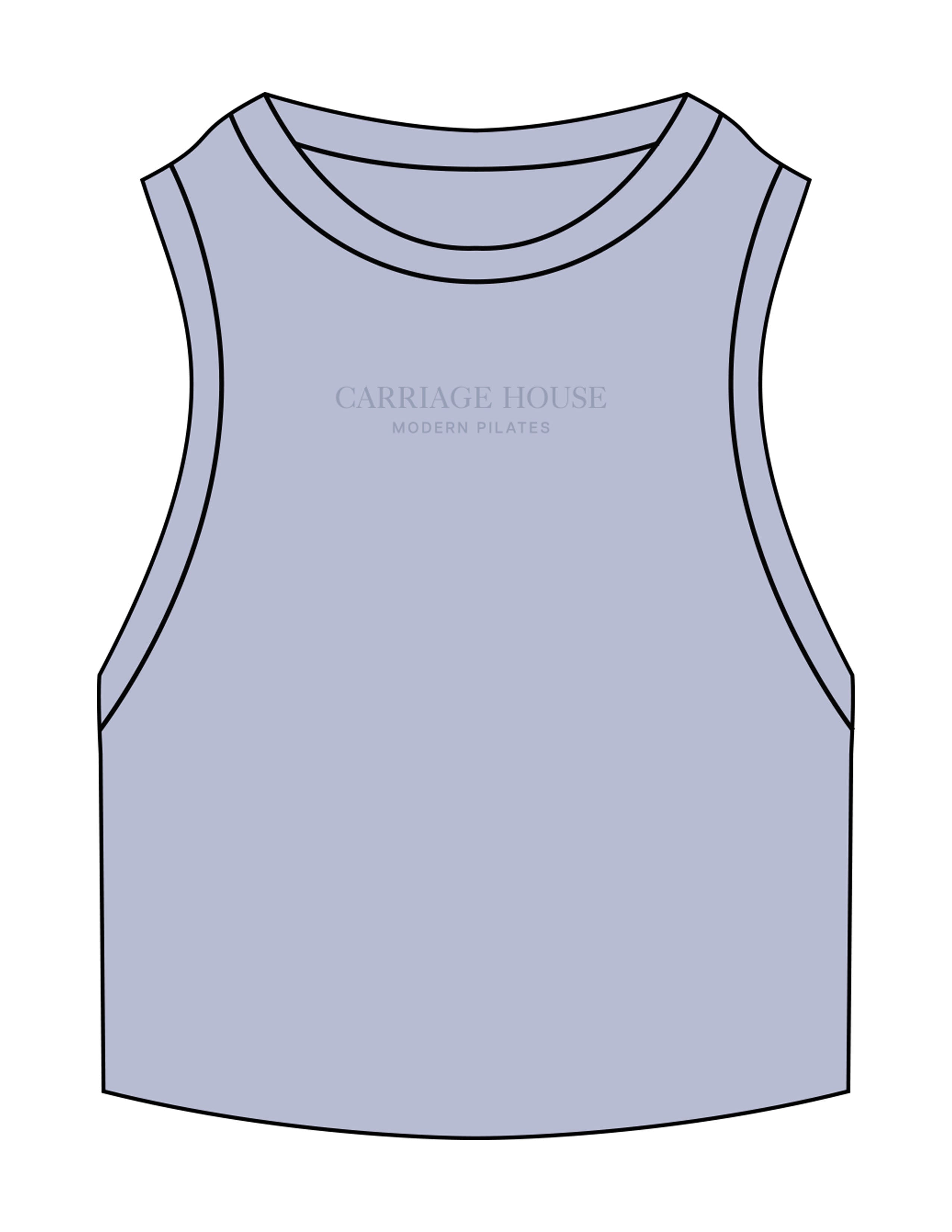 The Ribbed Crop Tank - Powder - Carriage House - Center Chest Stacked - Embroidered - Tone on Tone