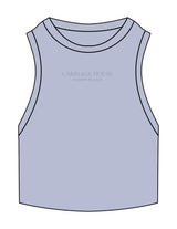 The Ribbed Crop Tank - Powder - Carriage House - Center Chest Stacked - Embroidered - Tone on Tone