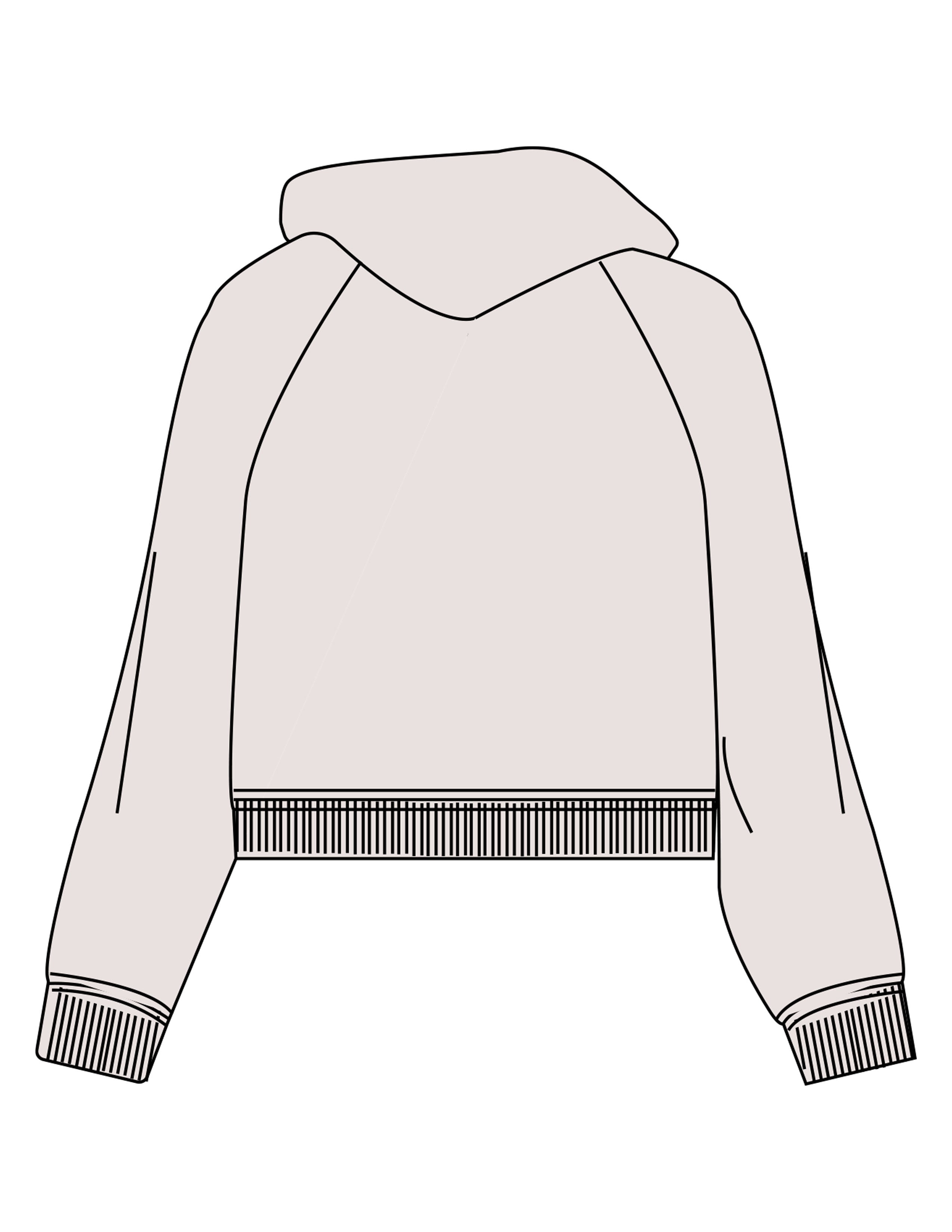 The Womens Crop Hoodie - Bone - Pilates Practice - Center Chest - Printed - Dark Bone